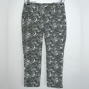 Talbots Palm Leaf Print Mid Rise Signature Cropped Jeans Sz 4